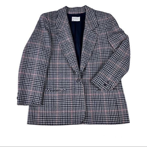 Pendleton Jackets & Blazers - Vintage Pendleton Women’s 16 Blazer Blue Pink Plaid Wool Pockets Lined Jacket